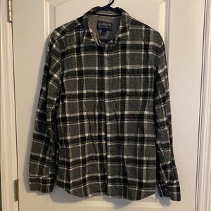 American Rag Black and Gray Plaid Button Down Shirt unisex Large